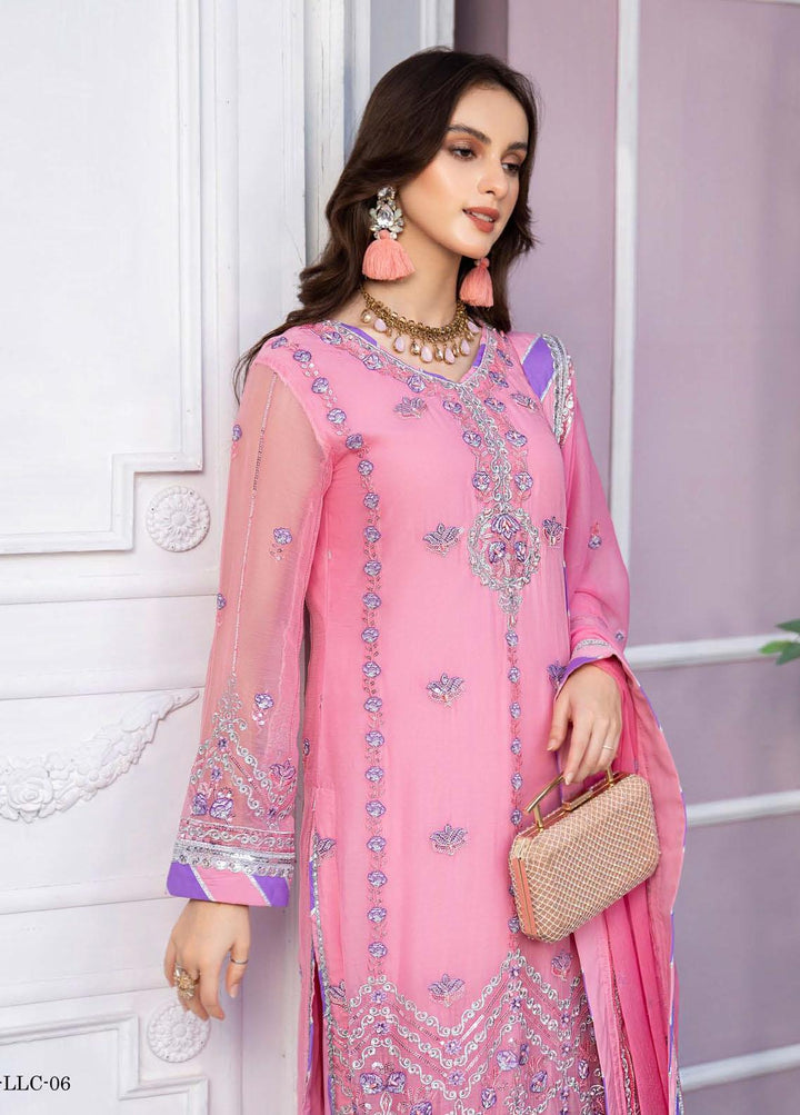 Lallaria By Noorma Kaamal Embroidered Chiffon Suits Unstitched 3 Piece NK23L NK-LLC-06 - Luxury Collection