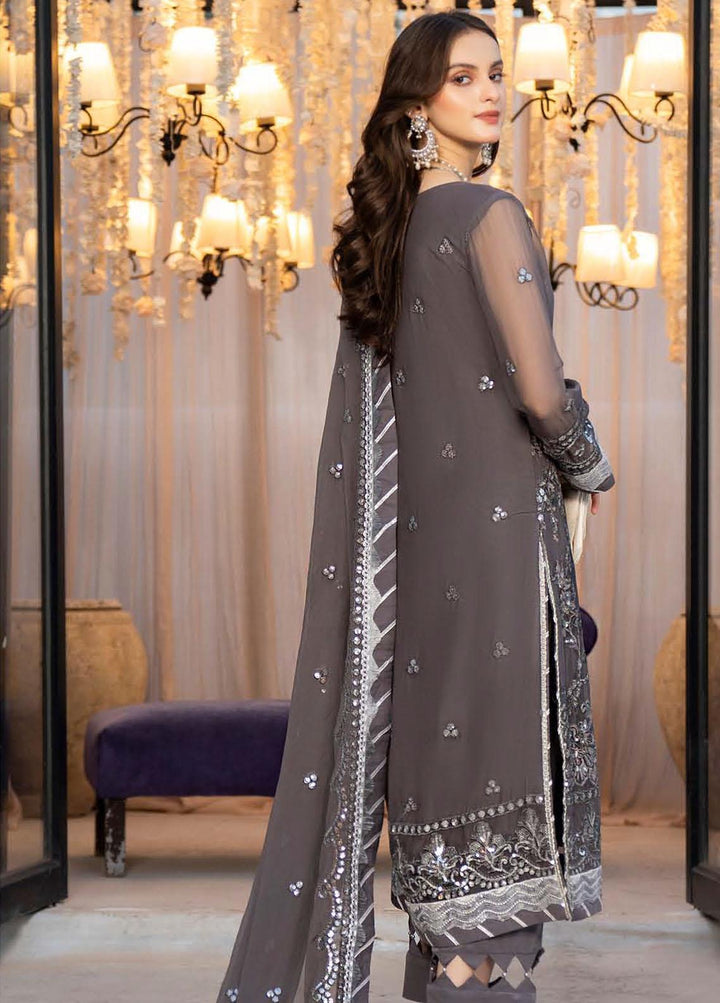 Lallaria By Noorma Kaamal Embroidered Chiffon Suits Unstitched 3 Piece NK23L NK-LLC-07 - Luxury Collection