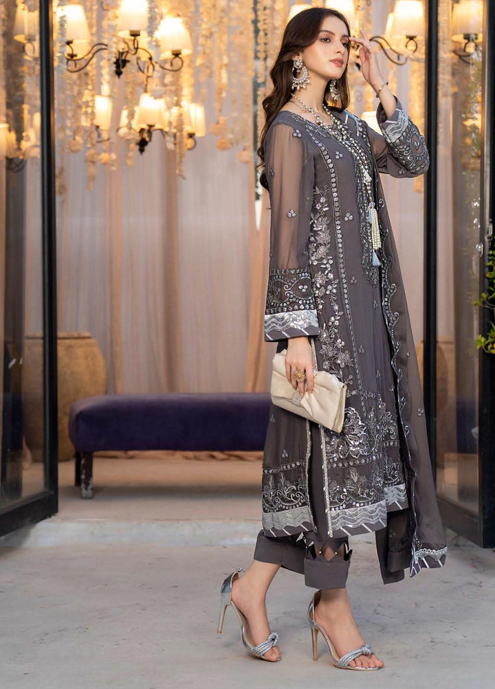 Lallaria By Noorma Kaamal Embroidered Chiffon Suits Unstitched 3 Piece NK23L NK-LLC-07 - Luxury Collection