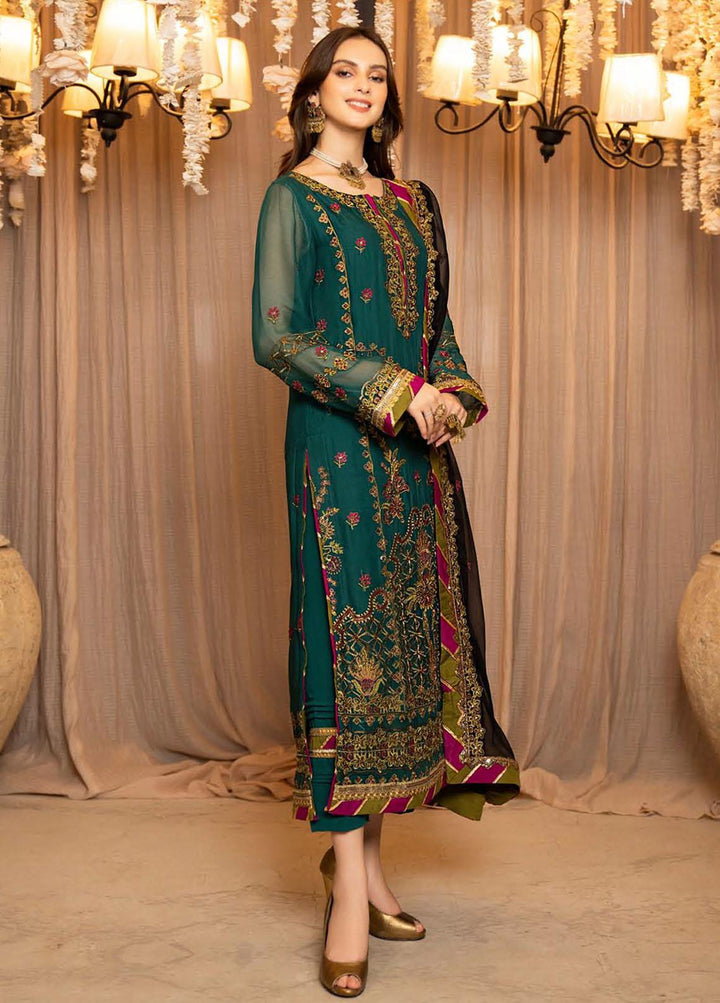 Lallaria By Noorma Kaamal Embroidered Chiffon Suits Unstitched 3 Piece NK23L NK-LLC-08 - Luxury Collection