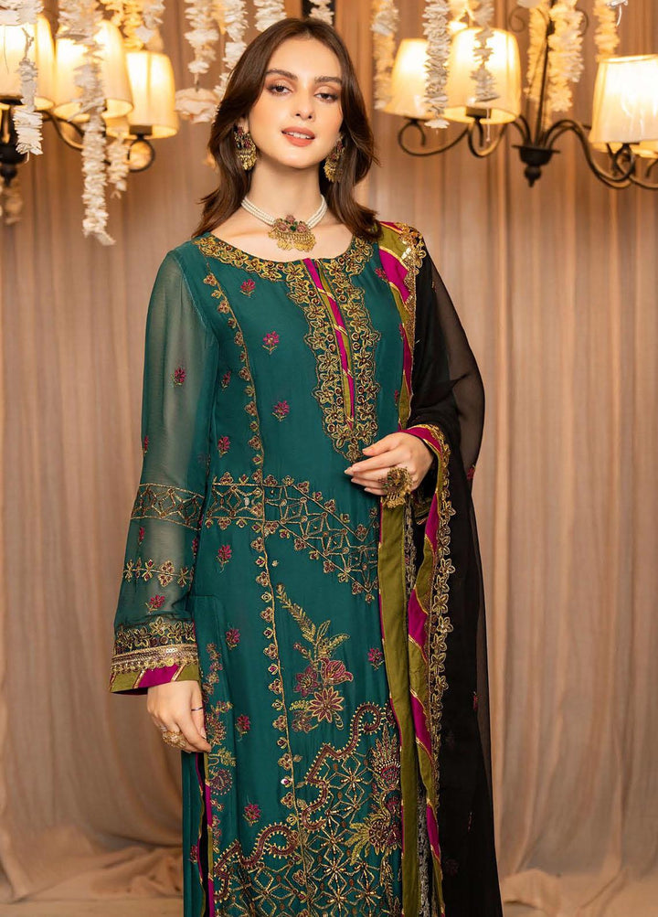 Lallaria By Noorma Kaamal Embroidered Chiffon Suits Unstitched 3 Piece NK23L NK-LLC-08 - Luxury Collection