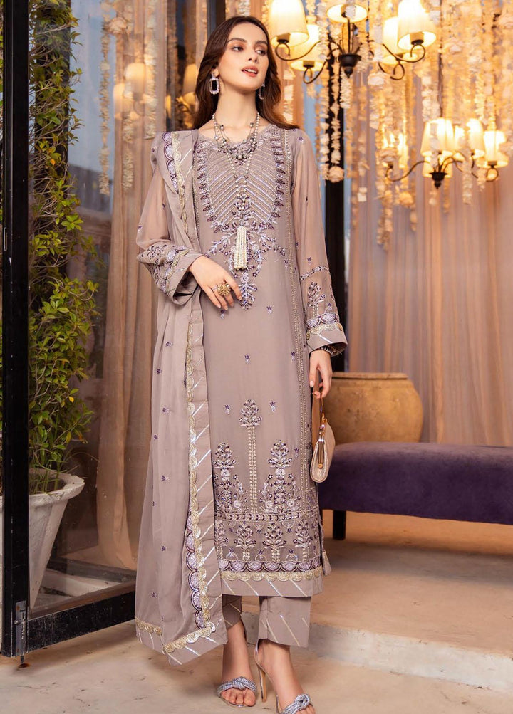 Lallaria By Noorma Kaamal Embroidered Chiffon Suits Unstitched 3 Piece NK23L NK-LLC-09 - Luxury Collection