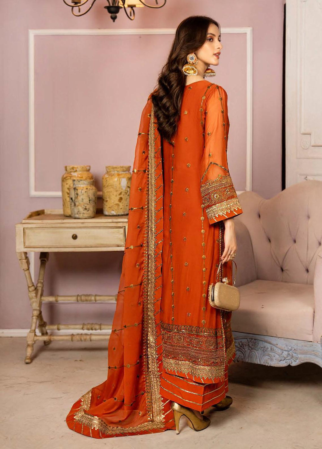 Lallaria By Noorma Kaamal Embroidered Chiffon Suits Unstitched 3 Piece NK23L NK-LLC-10 - Luxury Collection