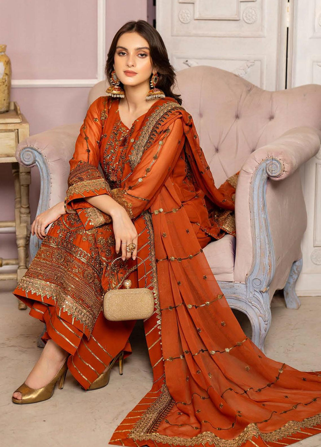Lallaria By Noorma Kaamal Embroidered Chiffon Suits Unstitched 3 Piece NK23L NK-LLC-10 - Luxury Collection