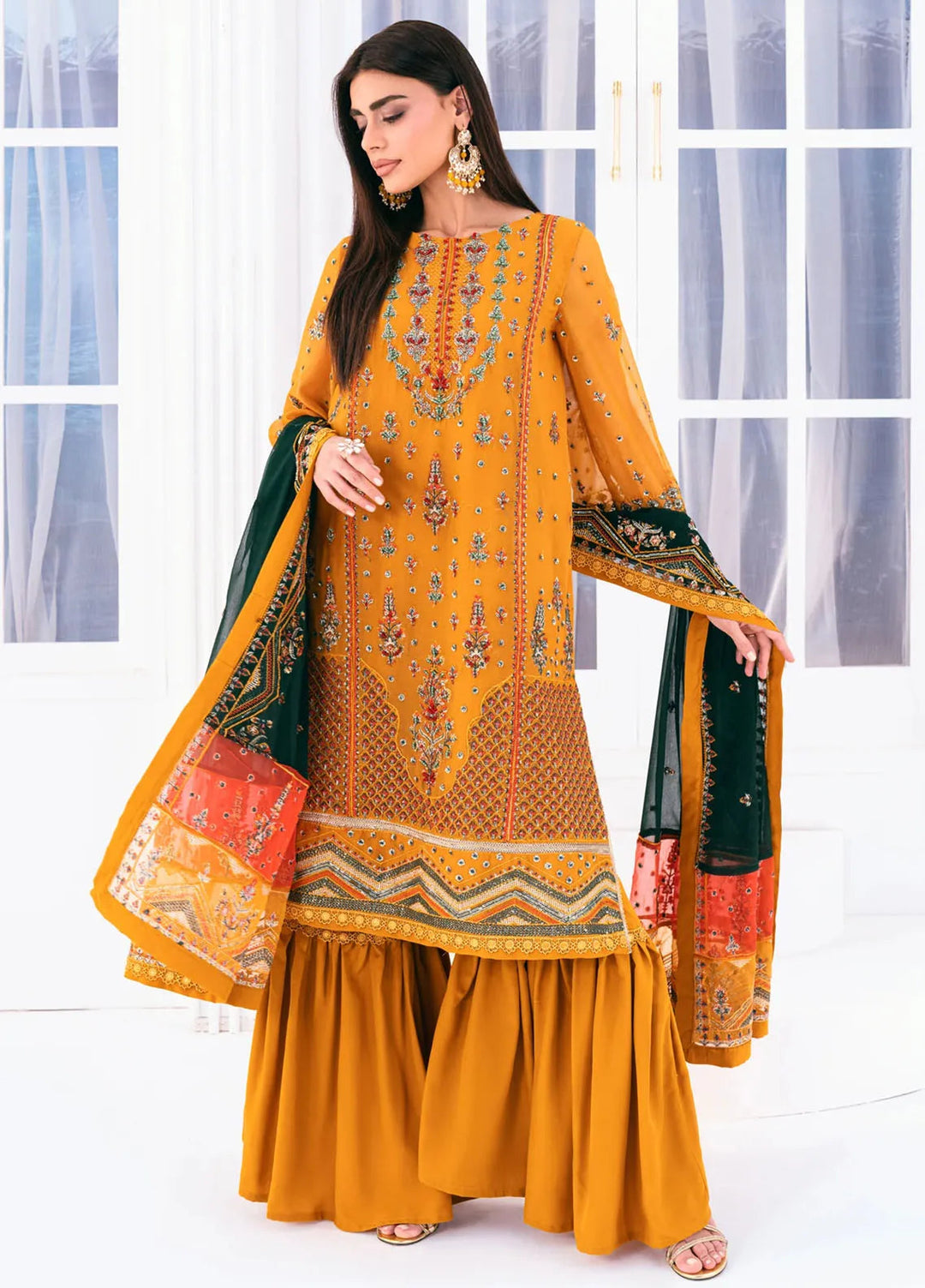 Lallaria by Noorma Kaamal Embroidered Chiffon Suit Unstitched 4 Piece NKL24L NK-LLC-21 - Festive Collection