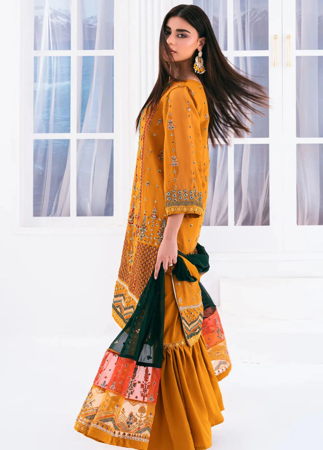 Lallaria by Noorma Kaamal Embroidered Chiffon Suit Unstitched 4 Piece NKL24L NK-LLC-21 - Festive Collection