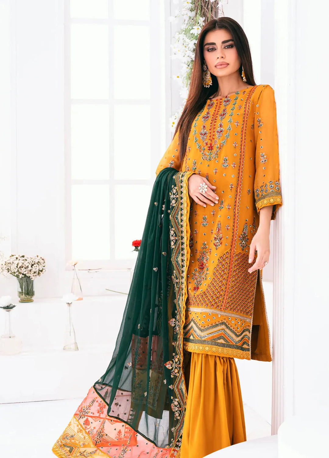 Lallaria by Noorma Kaamal Embroidered Chiffon Suit Unstitched 4 Piece NKL24L NK-LLC-21 - Festive Collection