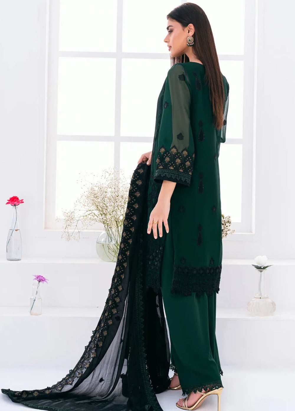 Lallaria by Noorma Kaamal Embroidered Chiffon Suit Unstitched 4 Piece NKL24L NK-LLC-22 - Festive Collection