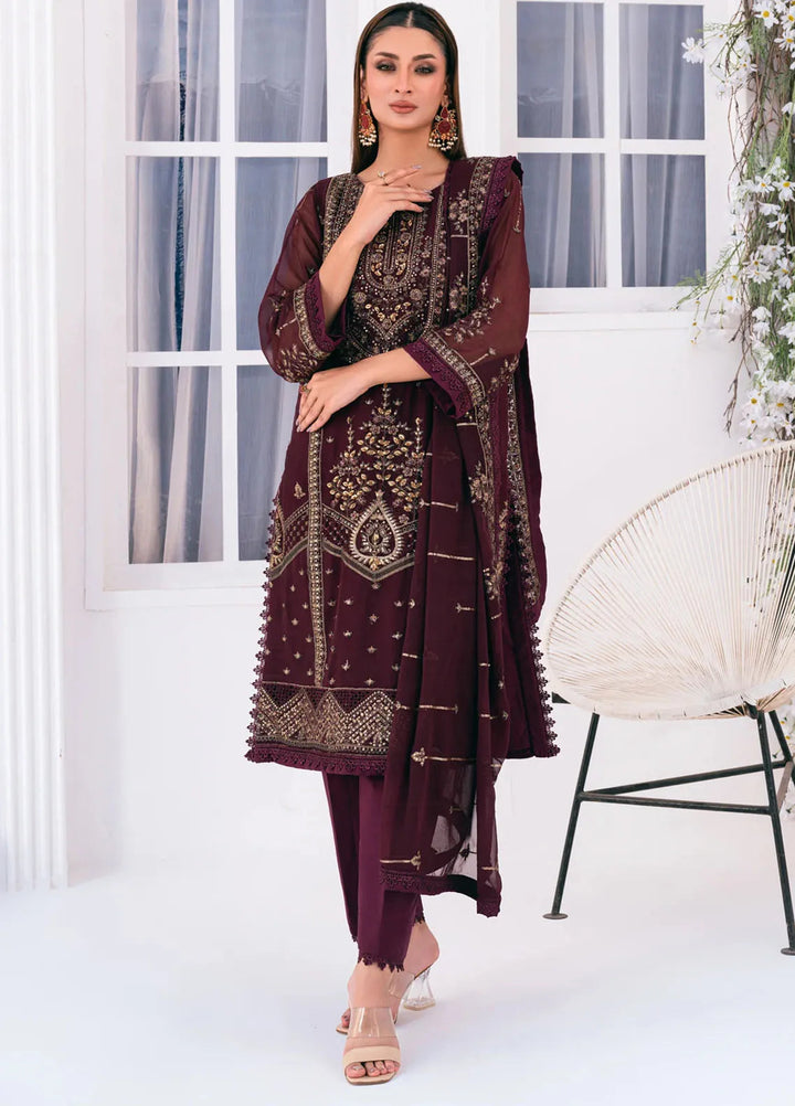 Lallaria by Noorma Kaamal Embroidered Chiffon Suit Unstitched 4 Piece NKL24L NK-LLC-25 - Festive Collection