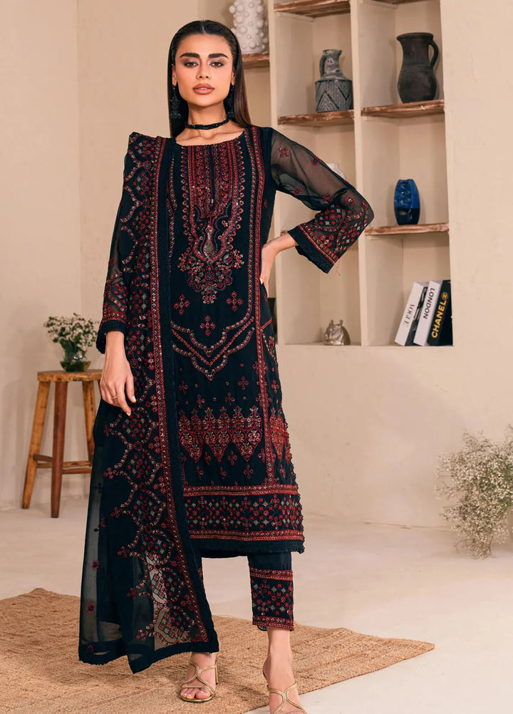 Lallaria by Noorma Kaamal Embroidered Chiffon Suit Unstitched 4 Piece NKL24L NK-LLC-28 - Festive Collection