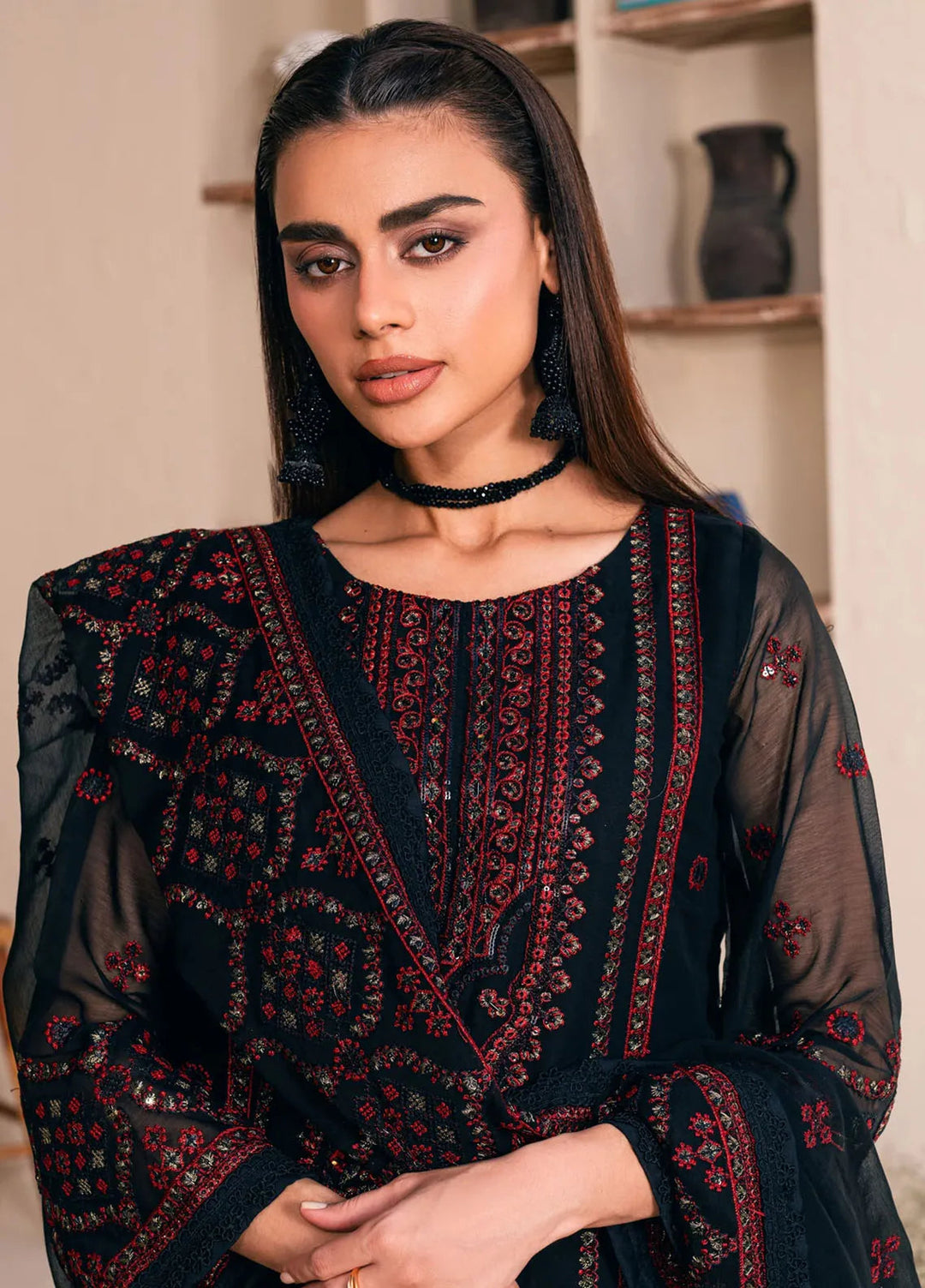 Lallaria by Noorma Kaamal Embroidered Chiffon Suit Unstitched 4 Piece NKL24L NK-LLC-28 - Festive Collection