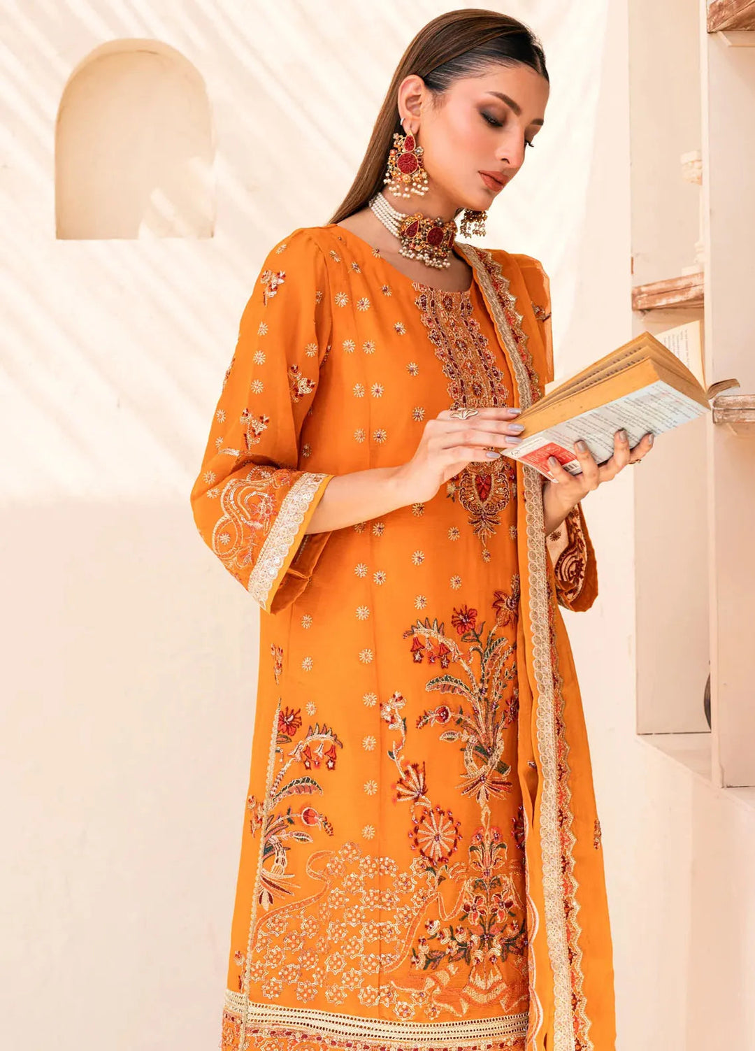 Lallaria by Noorma Kaamal Embroidered Chiffon Suit Unstitched 4 Piece NKL24L NK-LLC-29 - Festive Collection