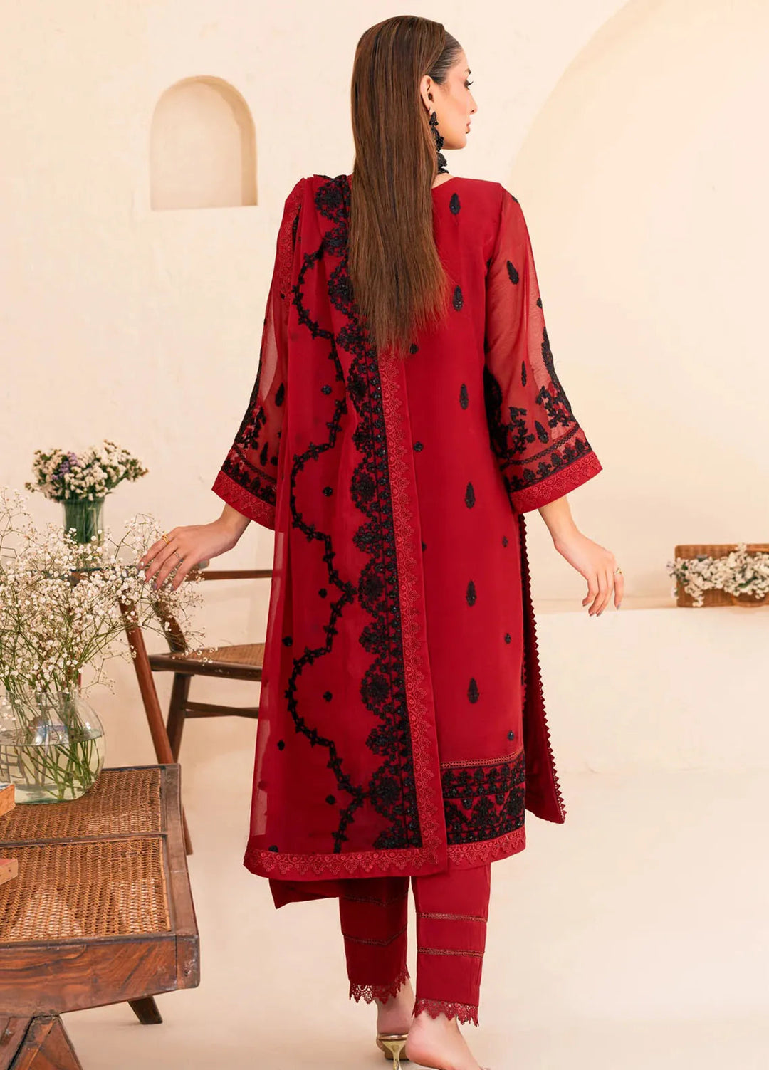 Lallaria by Noorma Kaamal Embroidered Chiffon Suit Unstitched 4 Piece NKL24L NK-LLC-30 - Festive Collection