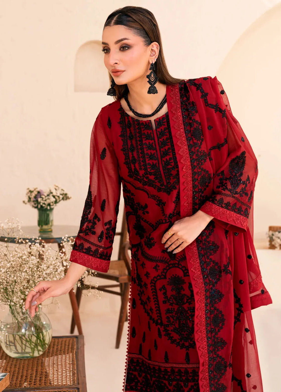 Lallaria by Noorma Kaamal Embroidered Chiffon Suit Unstitched 4 Piece NKL24L NK-LLC-30 - Festive Collection