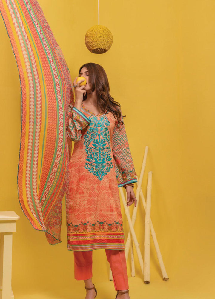 Lamha by Tarzz Embroidered Lawn Suits Unstitched 3 Piece TZ21L SS-3-01 - Spring / Summer Collection