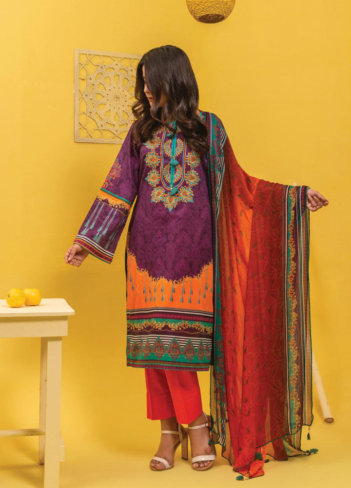 Lamha by Tarzz Embroidered Lawn Suits Unstitched 3 Piece TZ21L SS-3-02 - Spring / Summer Collection