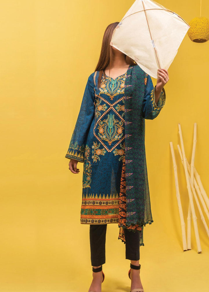 Lamha by Tarzz Embroidered Lawn Suits Unstitched 3 Piece TZ21L SS-3-05 - Spring / Summer Collection