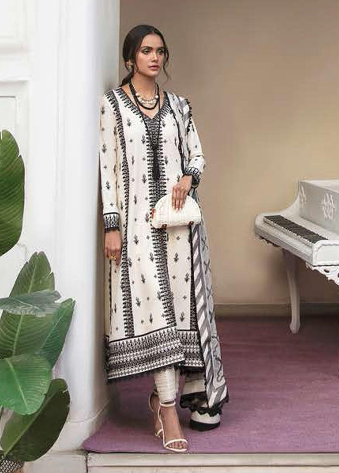 Lamhay By Afrozeh Embroidered Lawn Suits Unstitched 3 Piece AF23L 001 Mirage - Luxury Collection