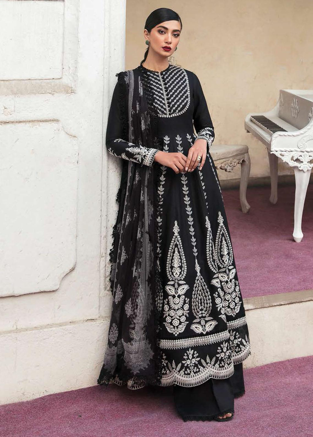 Lamhay By Afrozeh Embroidered Lawn Suits Unstitched 3 Piece AF23L 006 Sable - Luxury Collection