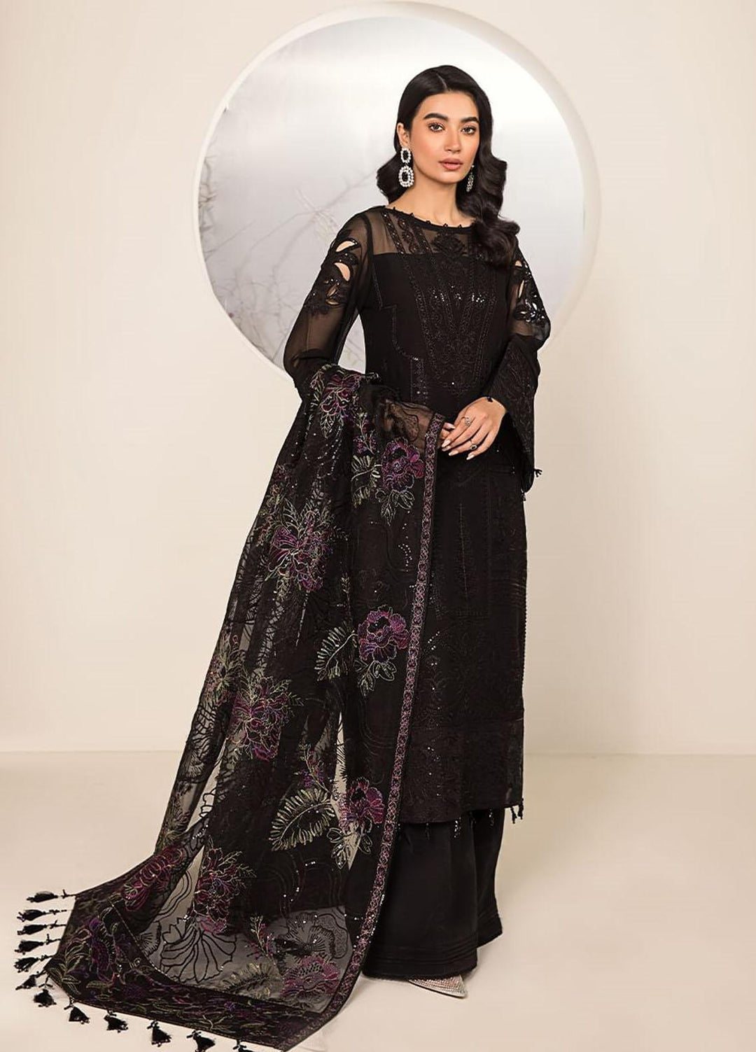 Lamhay By Alizeh Fashion Embroidered Chiffon Suits Unstitched 3 Piece AFB23L Amera - Festive Collection