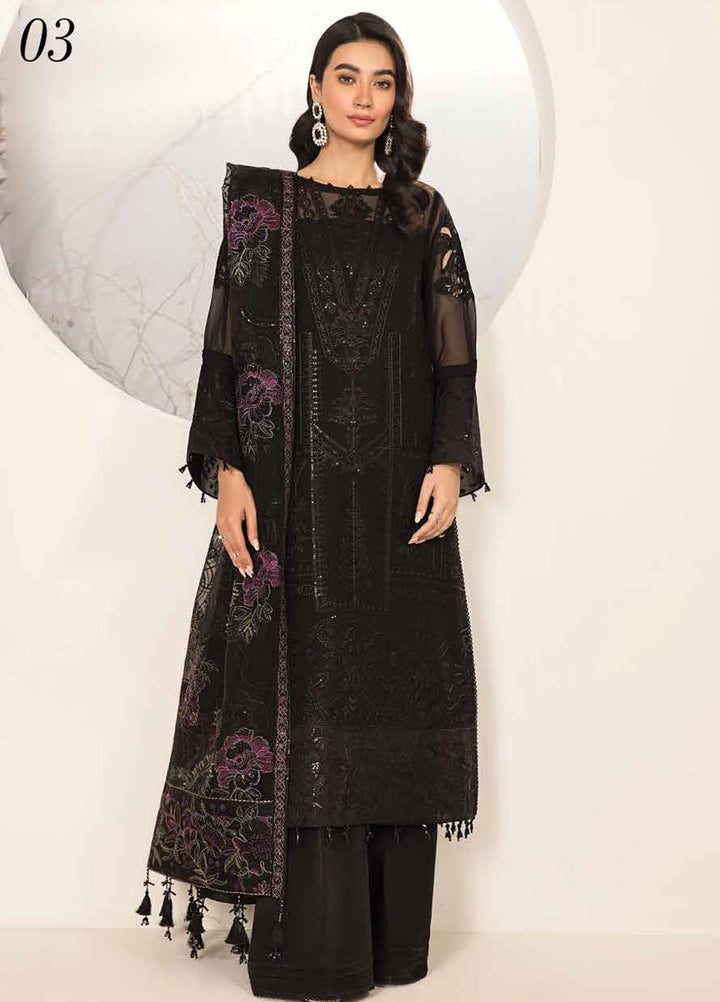 Lamhay By Alizeh Fashion Embroidered Chiffon Suits Unstitched 3 Piece AFB23L Amera - Festive Collection