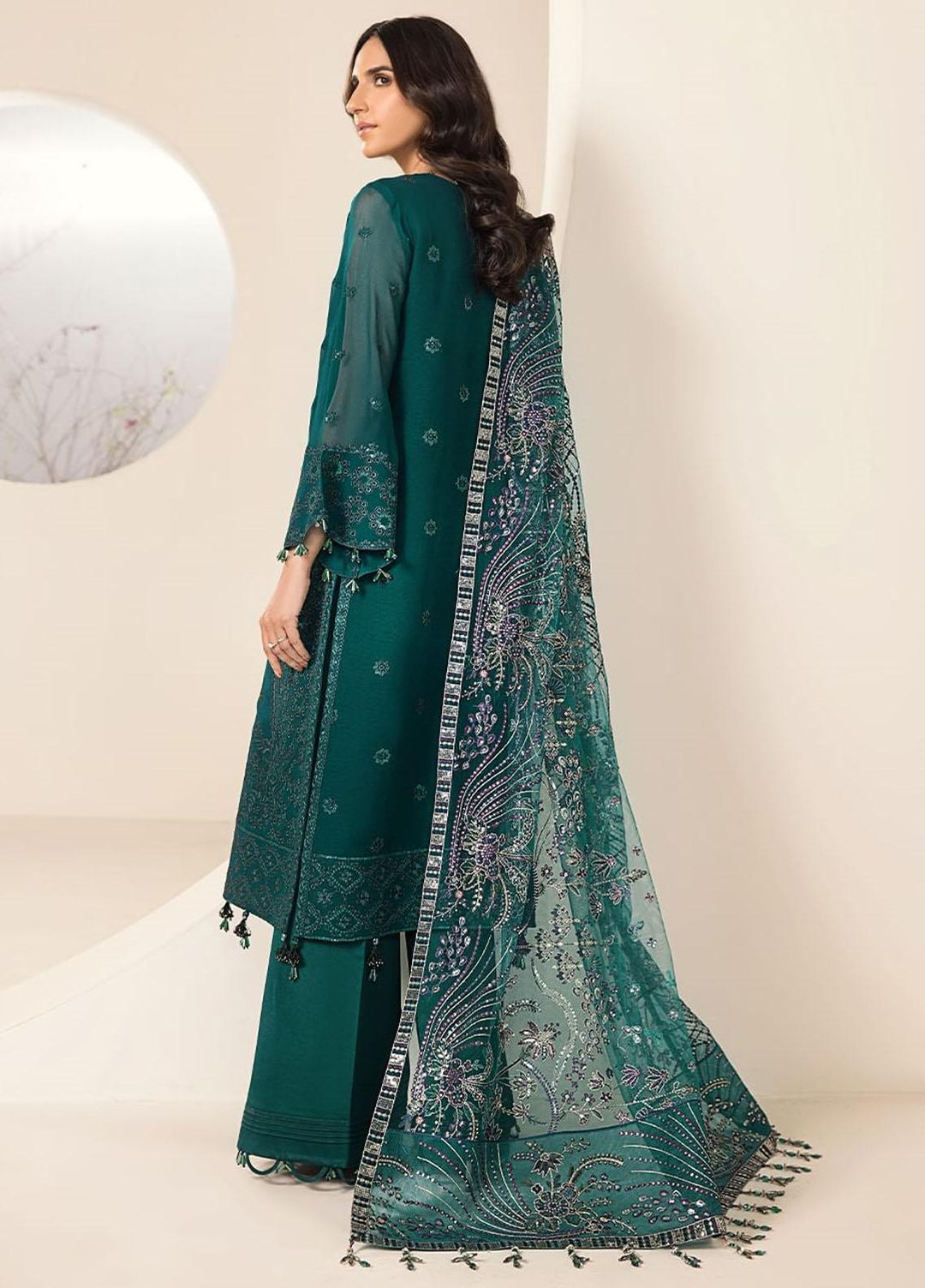 Lamhay By Alizeh Fashion Embroidered Chiffon Suits Unstitched 3 Piece AFB23L Giza - Festive Collection
