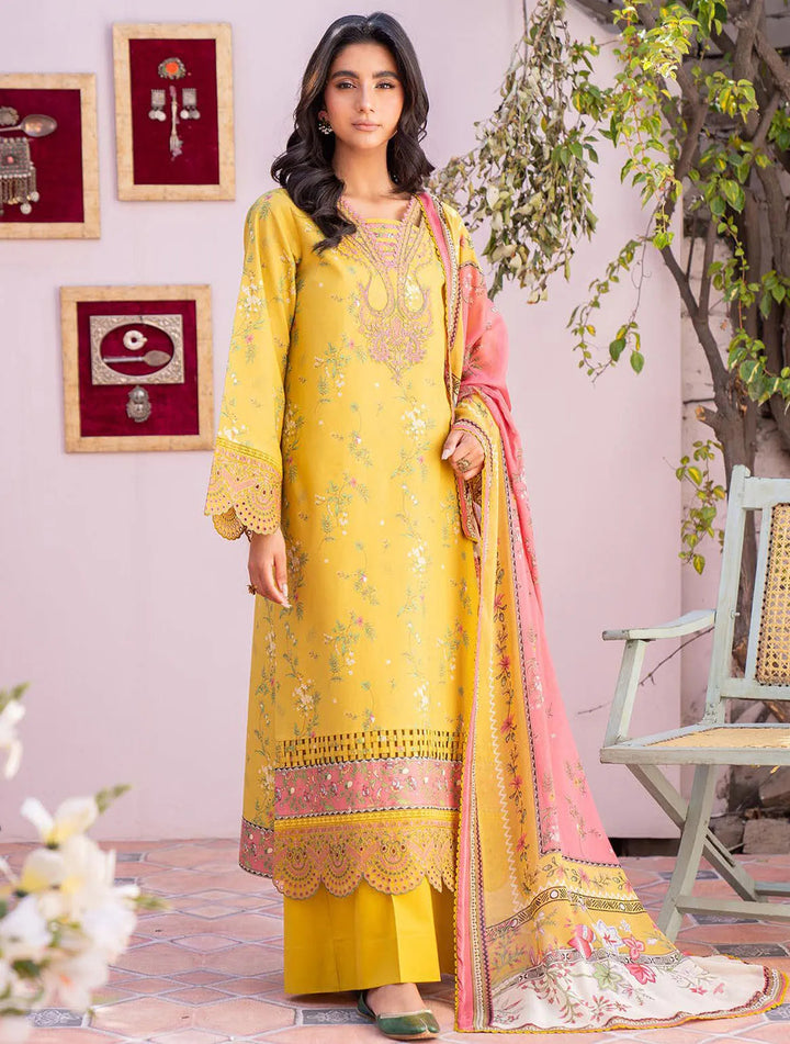 Lamhay By Bin Ilyas Embroidered Lawn Suit Unstitched 3 Piece BI24LL D-101 - Summer Collection