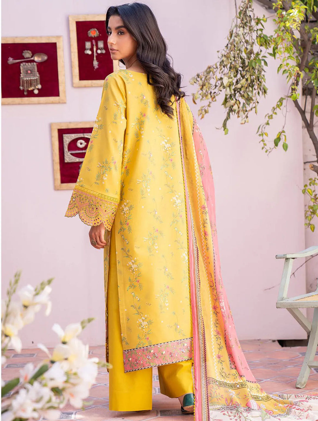 Lamhay By Bin Ilyas Embroidered Lawn Suit Unstitched 3 Piece BI24LL D-101 - Summer Collection