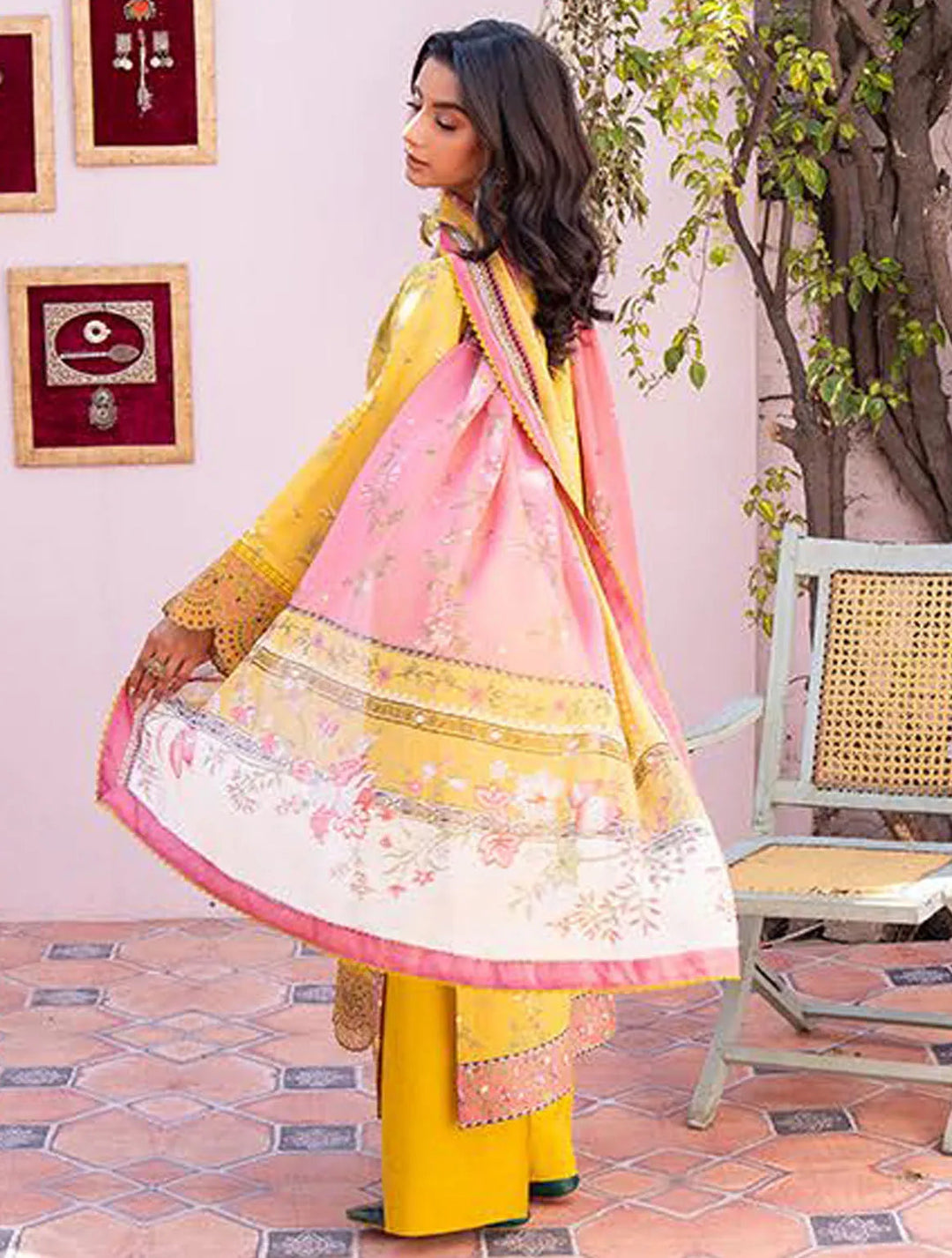 Lamhay By Bin Ilyas Embroidered Lawn Suit Unstitched 3 Piece BI24LL D-101 - Summer Collection