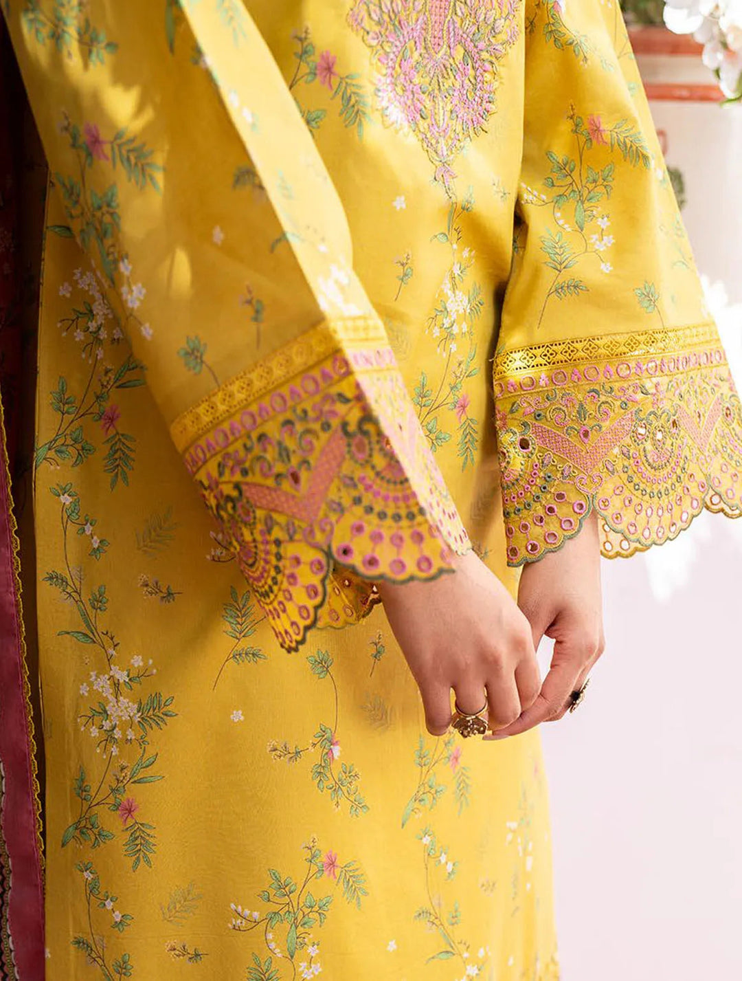 Lamhay By Bin Ilyas Embroidered Lawn Suit Unstitched 3 Piece BI24LL D-101 - Summer Collection
