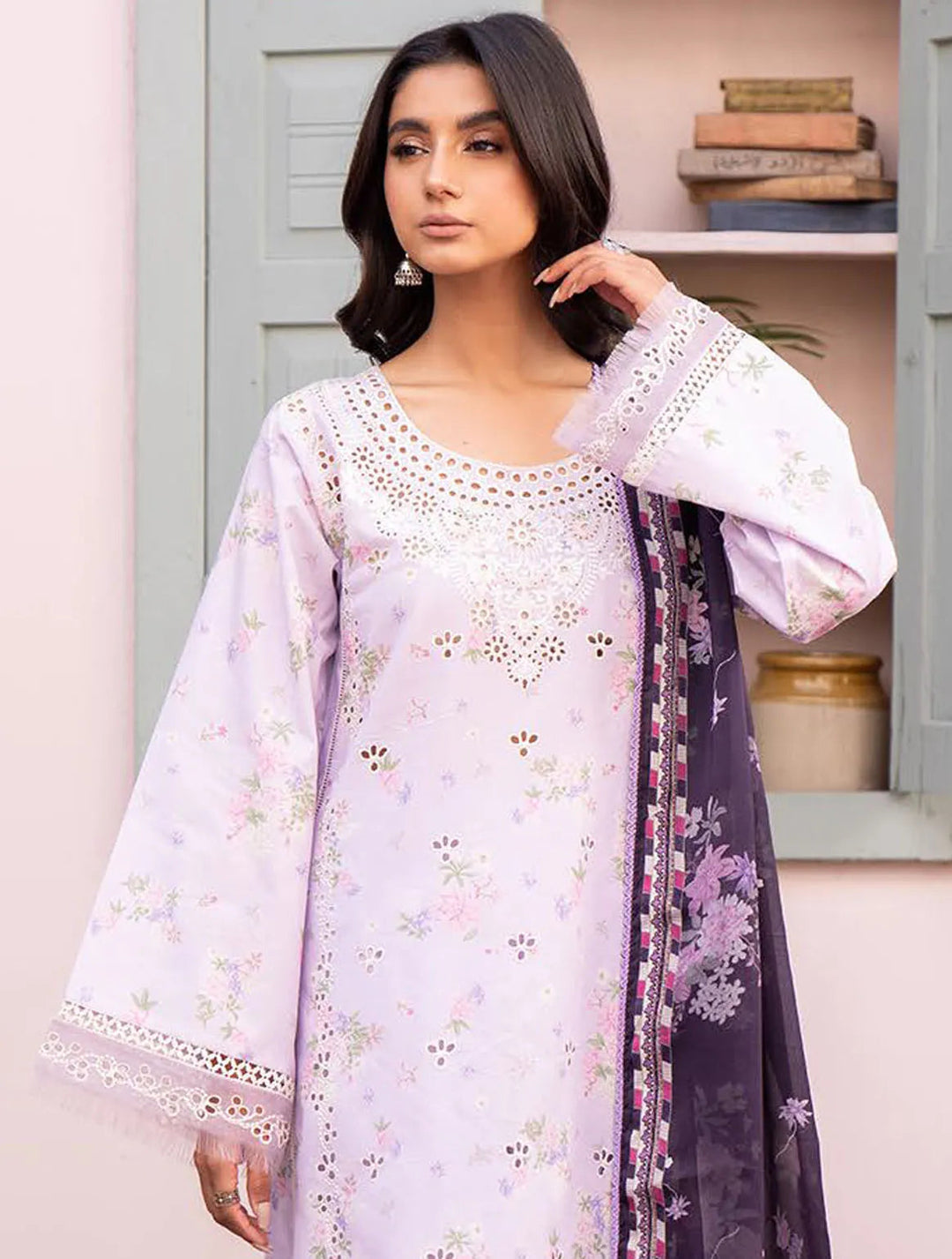 Lamhay By Bin Ilyas Embroidered Lawn Suit Unstitched 3 Piece BI24LL D-103 - Summer Collection