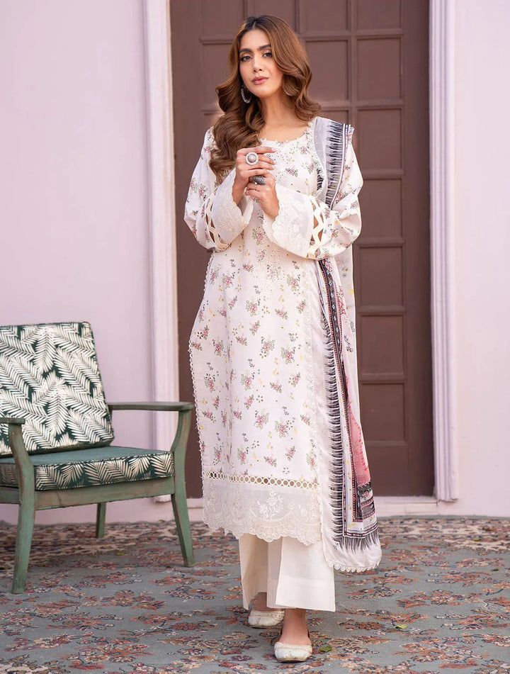 Lamhay By Bin Ilyas Embroidered Lawn Suit Unstitched 3 Piece BI24LL D-106 - Summer Collection