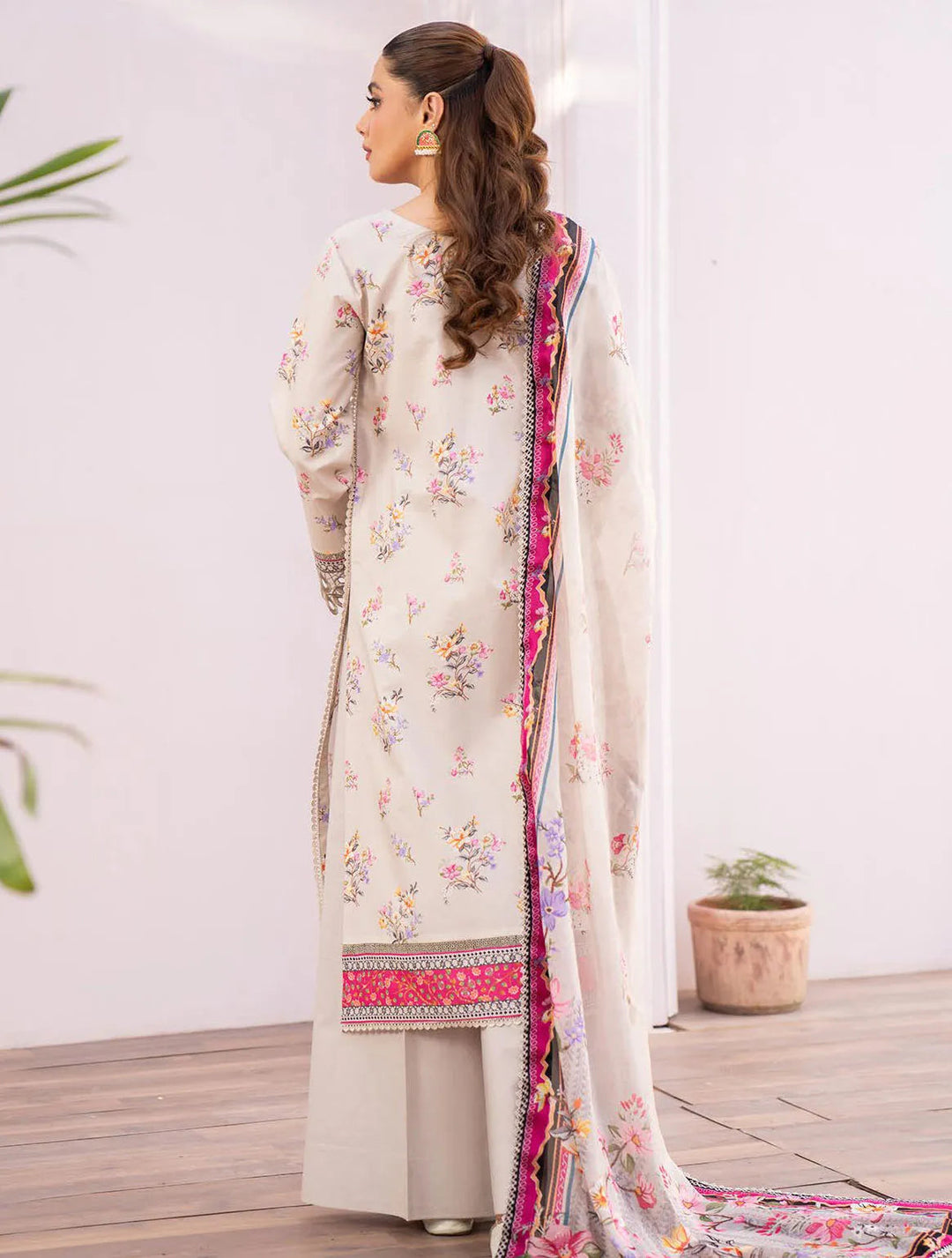Lamhay By Bin Ilyas Embroidered Lawn Suit Unstitched 3 Piece BI24LL D-111 - Summer Collection
