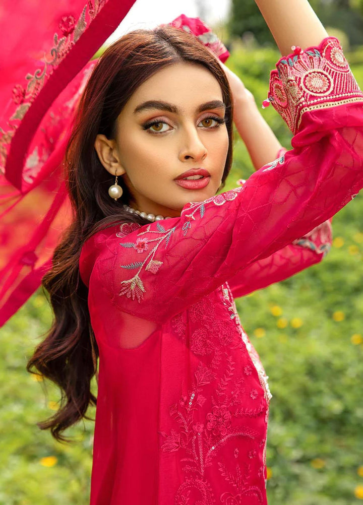 Lamhe By Meeral Embroidered Chiffon Suits Unstitched 3 Piece MRL24LM D-04 Rungrez - Formal Collection