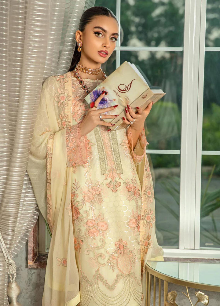 Lamhe By Meeral Embroidered Chiffon Suits Unstitched 3 Piece MRL24LM D-05 Jasmine - Formal Collection
