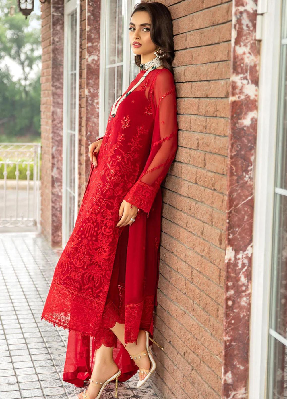 Lamhe By Meeral Embroidered Chiffon Suits Unstitched 3 Piece MRL24LM D-08 Gulaal - Formal Collection