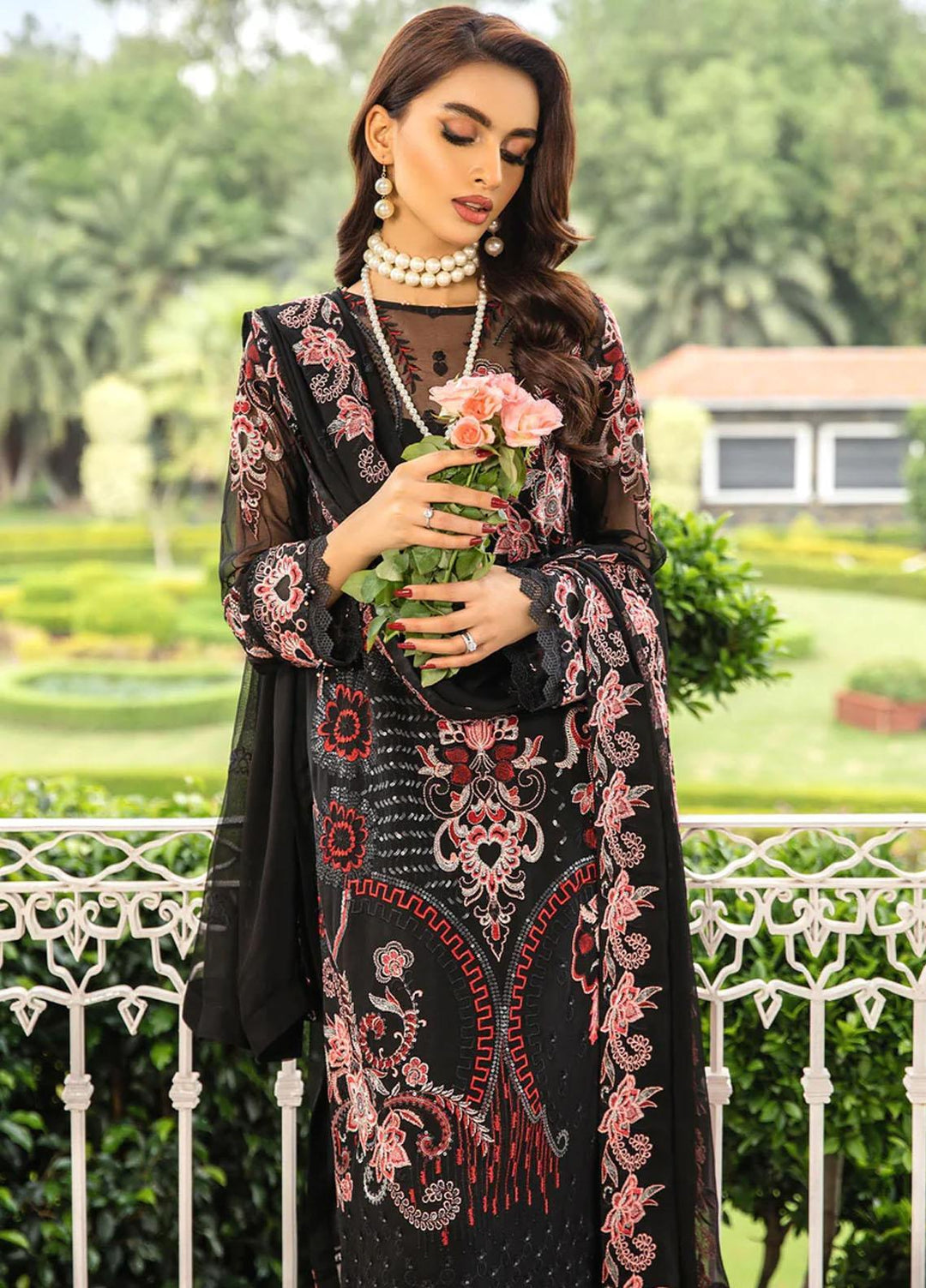 Lamhe By Meeral Embroidered Chiffon Suits Unstitched 3 Piece MRL24LM D-10 Zebaish  - Formal Collection