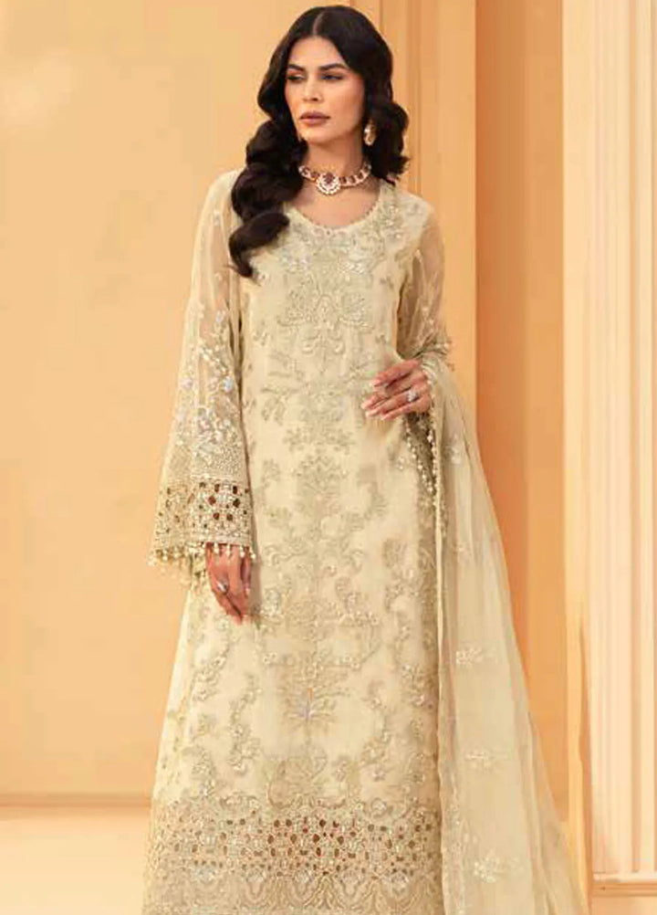 Lamisah by Lavish Premium Embroidered Chiffon Suits Unstitched 3 Piece LVP25LF D-02 Pearl Bush - Formals Collection
