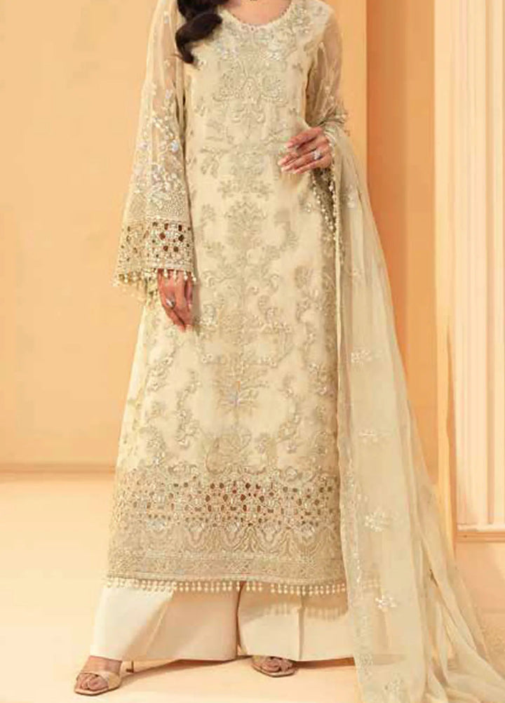 Lamisah by Lavish Premium Embroidered Chiffon Suits Unstitched 3 Piece LVP25LF D-02 Pearl Bush - Formals Collection