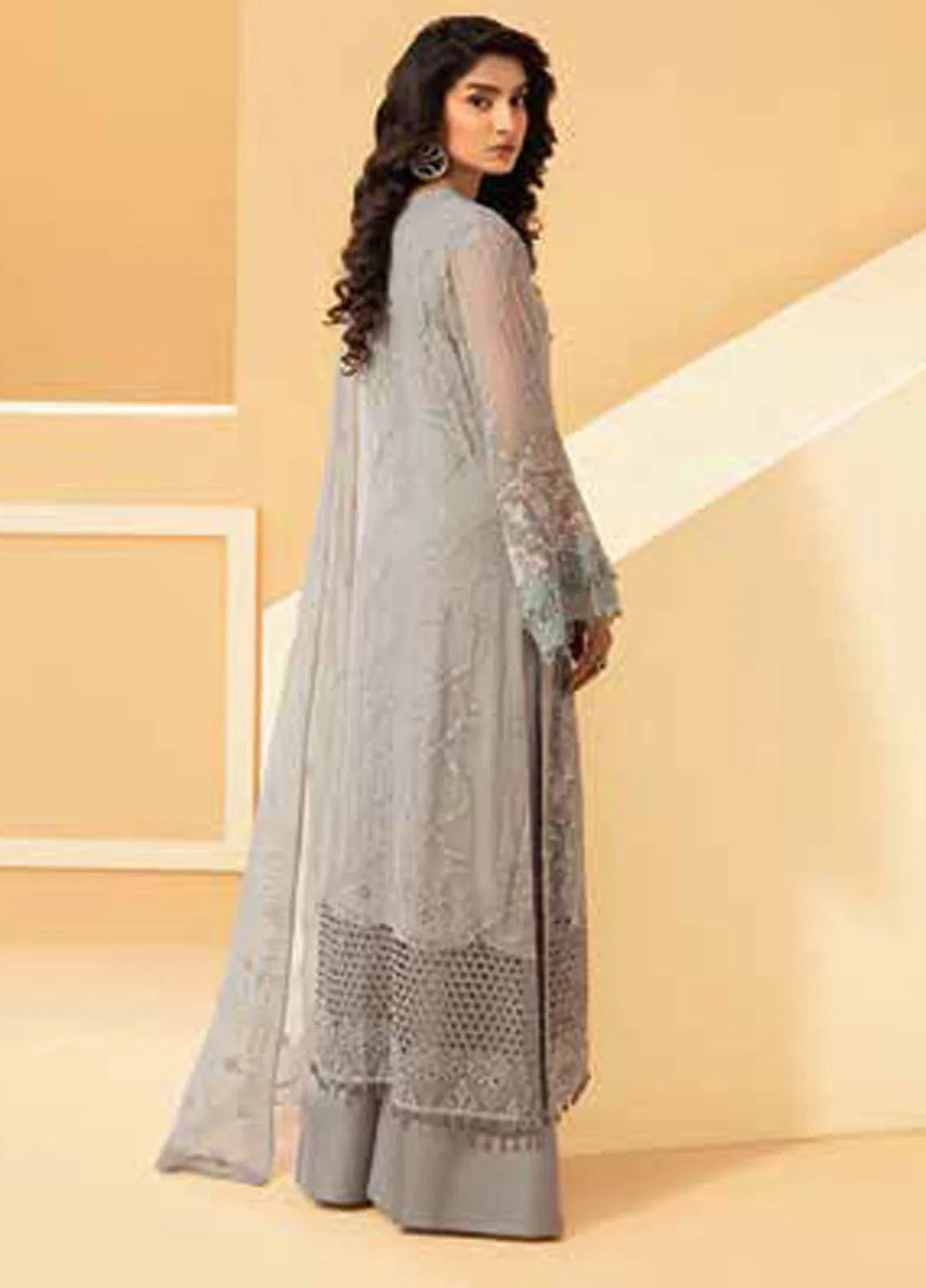 Lamisah by Lavish Premium Embroidered Chiffon Suits Unstitched 3 Piece LVP25LF D-05 Zinnwaldite - Formals Collection