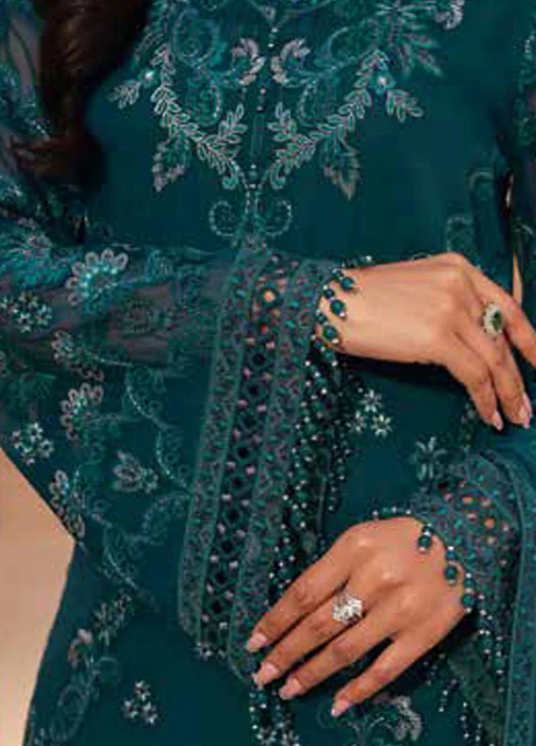 Lamisah by Lavish Premium Embroidered Chiffon Suits Unstitched 3 Piece LVP25LF D-06 Calypso - Formals Collection