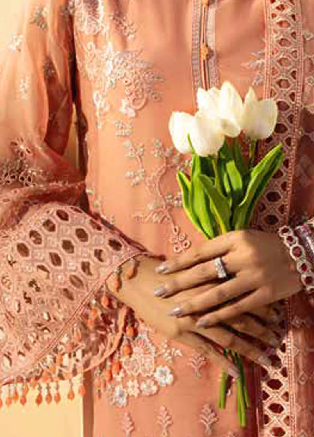 Lamisah by Lavish Premium Embroidered Chiffon Suits Unstitched 3 Piece LVP25LF D-09 Petite Orchid - Formals Collection