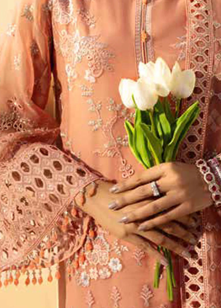 Lamisah by Lavish Premium Embroidered Chiffon Suits Unstitched 3 Piece LVP25LF D-09 Petite Orchid - Formals Collection