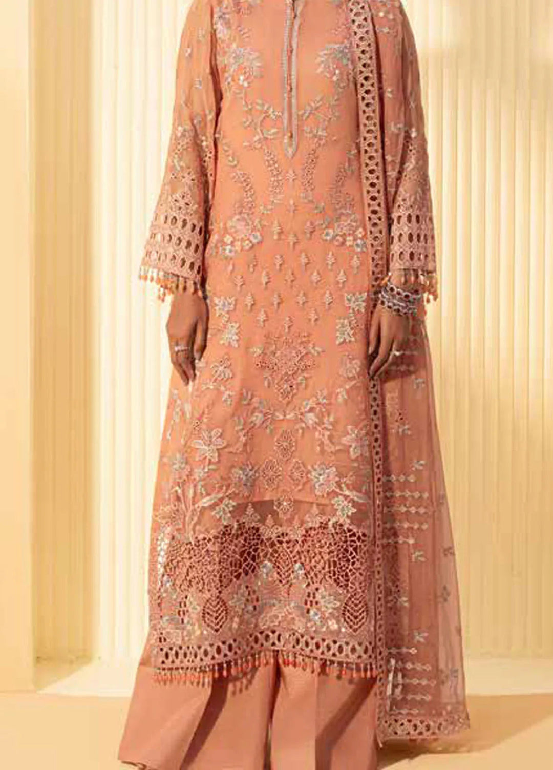 Lamisah by Lavish Premium Embroidered Chiffon Suits Unstitched 3 Piece LVP25LF D-09 Petite Orchid - Formals Collection
