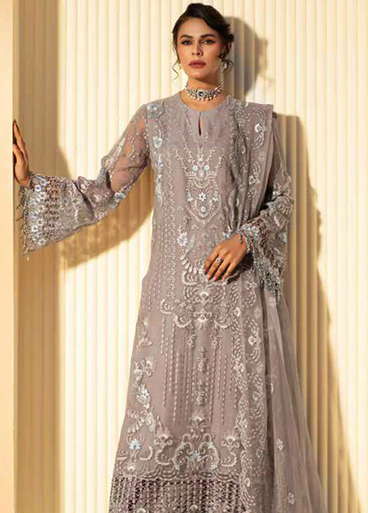Lamisah by Lavish Premium Embroidered Chiffon Suits Unstitched 3 Piece LVP25LF D-10 Pharlap - Formals Collection