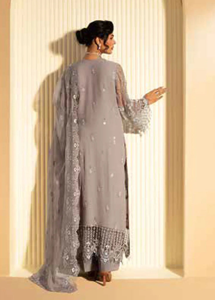 Lamisah by Lavish Premium Embroidered Chiffon Suits Unstitched 3 Piece LVP25LF D-10 Pharlap - Formals Collection