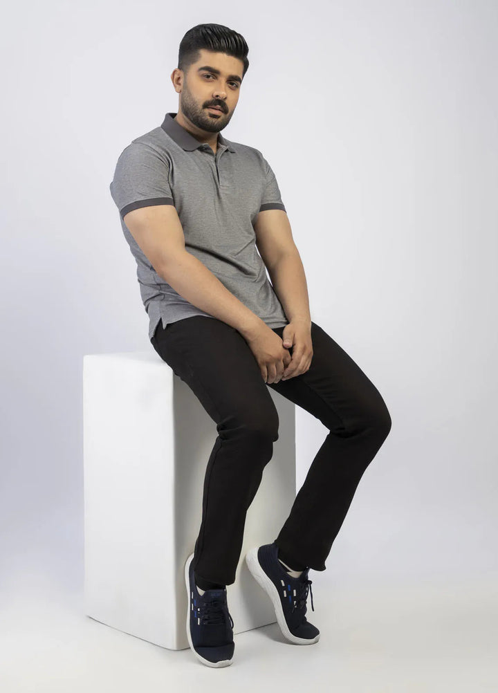 Lamorado Cotton Casual Men T-Shirt - Grey Yarn Dyed Polo Basic