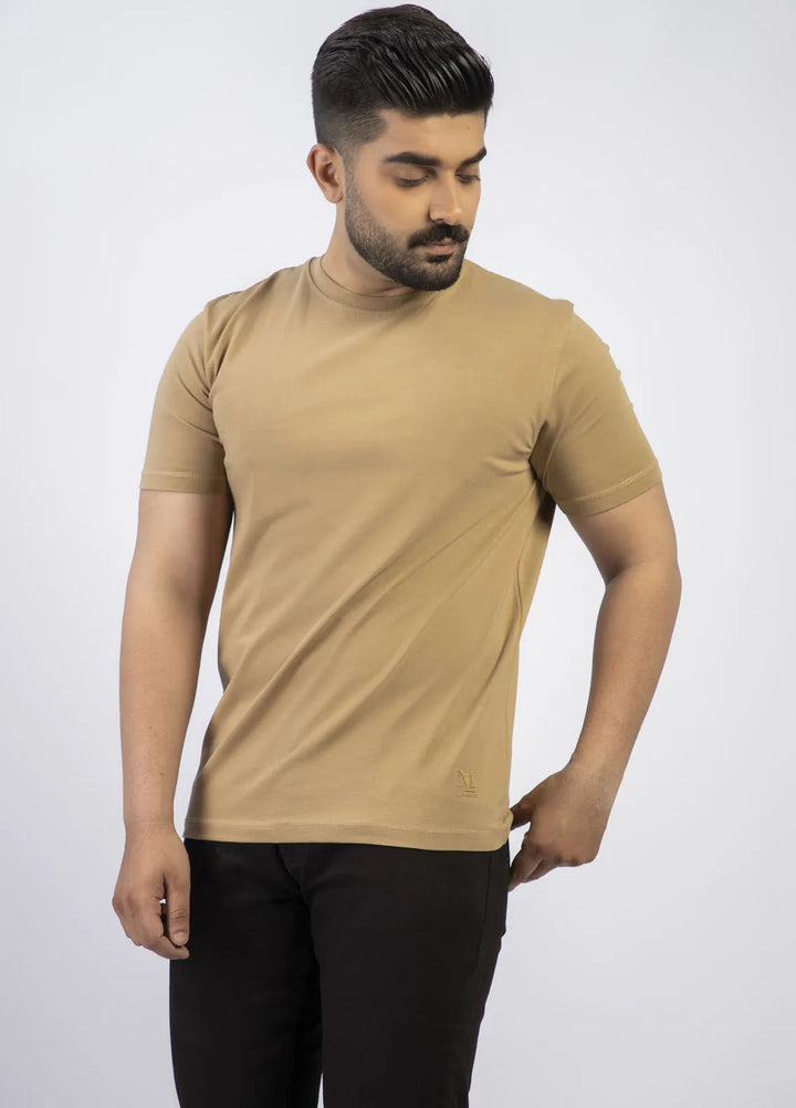 Lamorado Cotton Casual Men T-Shirt - Khaki Spandex