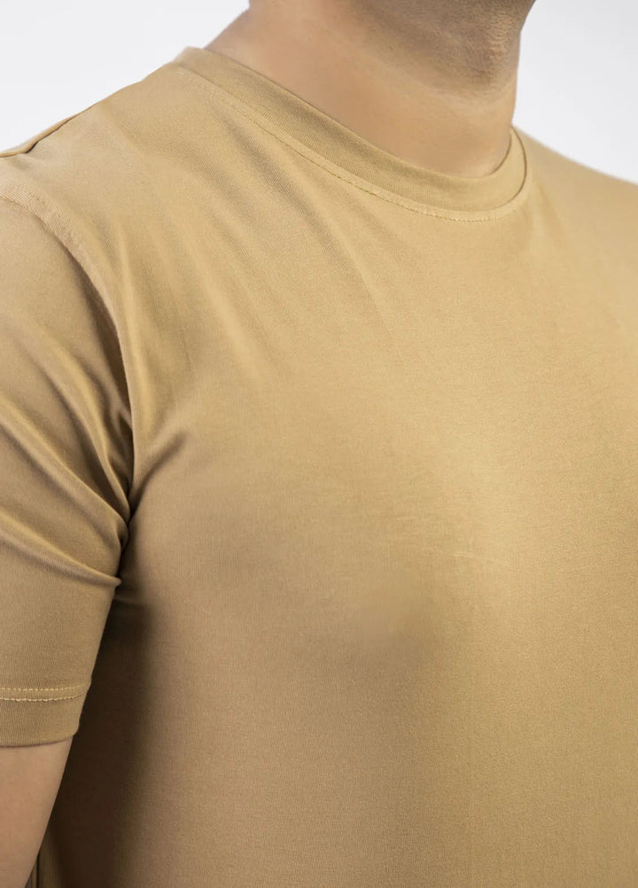 Lamorado Cotton Casual Men T-Shirt - Khaki Spandex