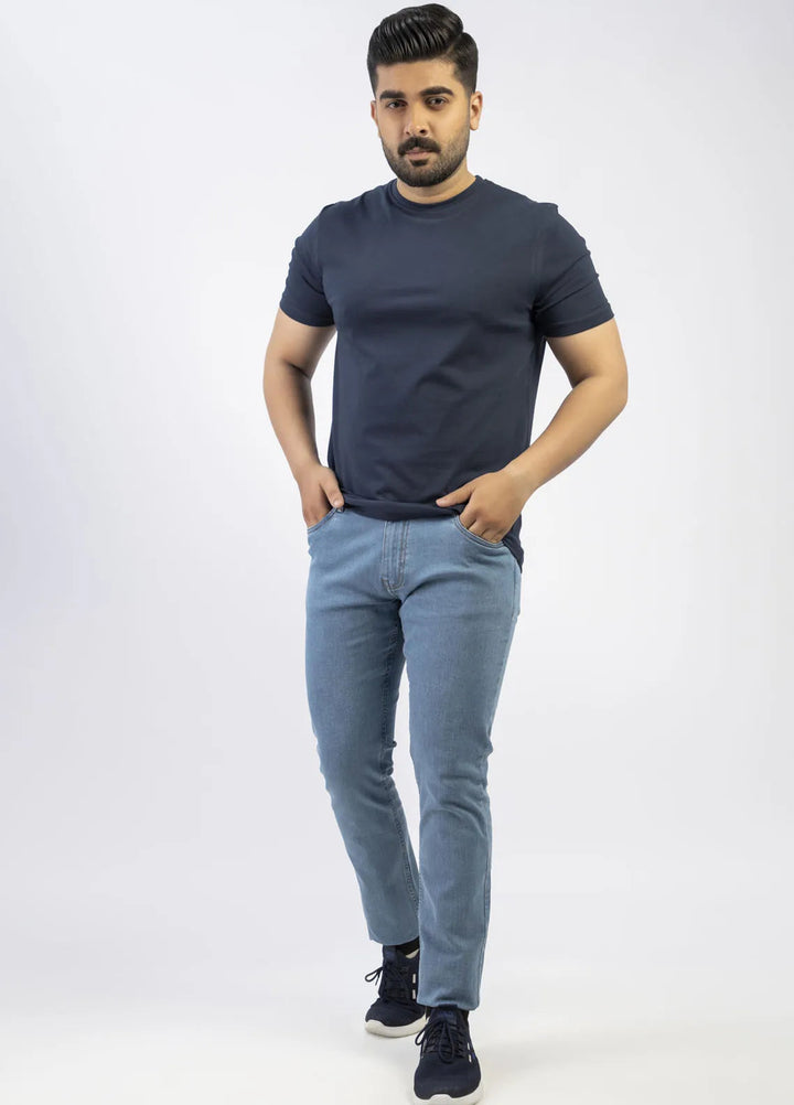 Lamorado Cotton Casual Men T-Shirt - Navy Spandex